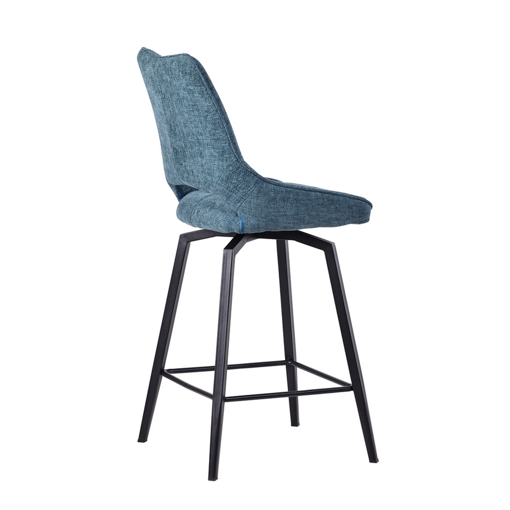 CHAISE HAUTE STOCKHOLM PIEDS METAL NOIR ASSISE TISSU BLEU PETRO 42 X 56 X 104 CM - Photo N°3