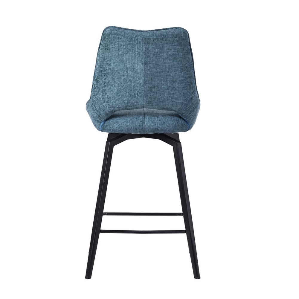 CHAISE HAUTE STOCKHOLM PIEDS METAL NOIR ASSISE TISSU BLEU PETRO 42 X 56 X 104 CM - Photo N°2