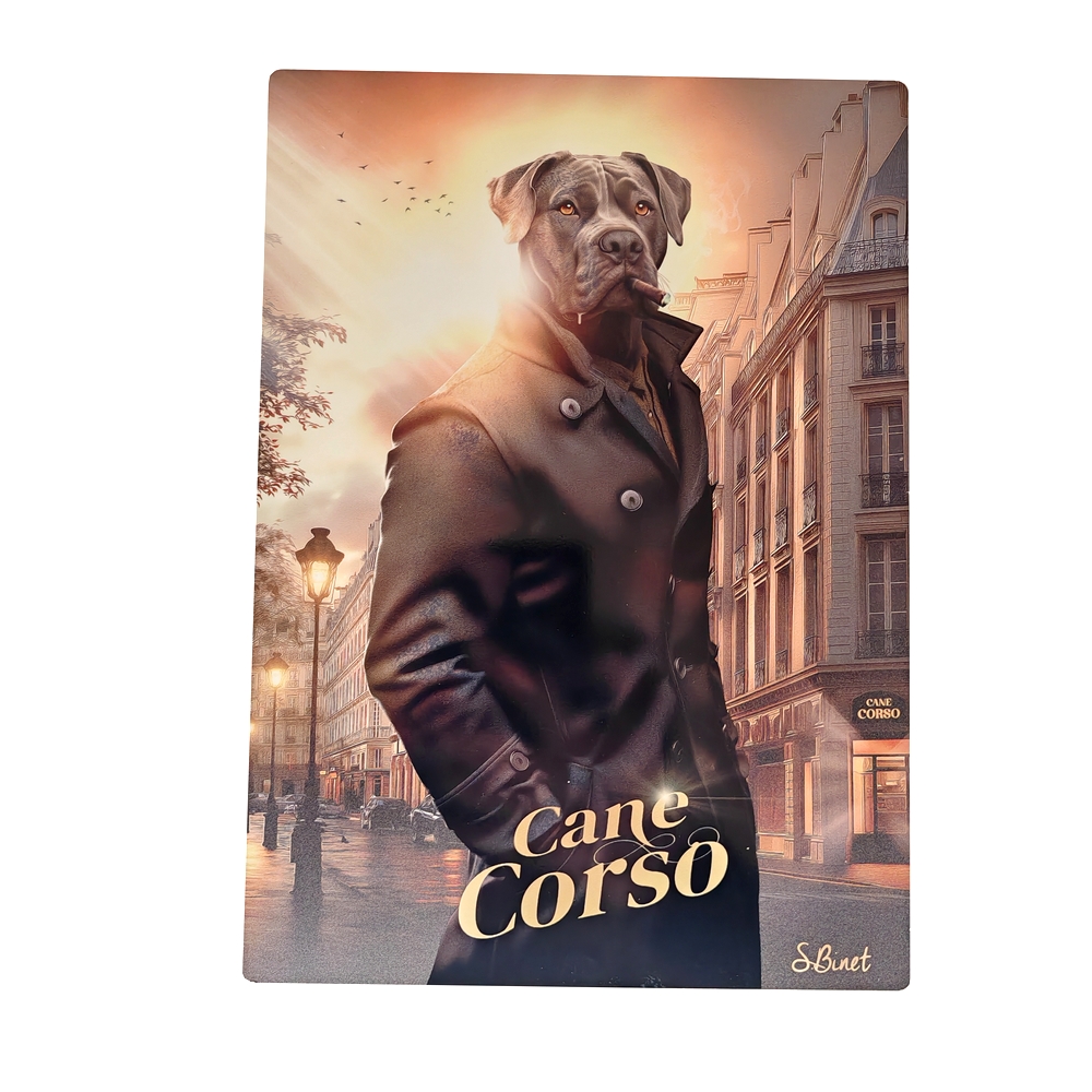 IMPRESSION S BINET CHIEN CANE-CORSO SUR DIBOND AVEC ATTACHE 20 X 28 CM - Photo N°1