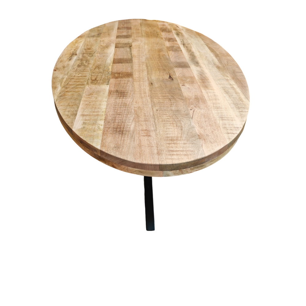 TABLE OVALE EN MANGUIER MASSIF PIED EN METAL BRUTE 240 X 110 X 78 CM - Photo N°7