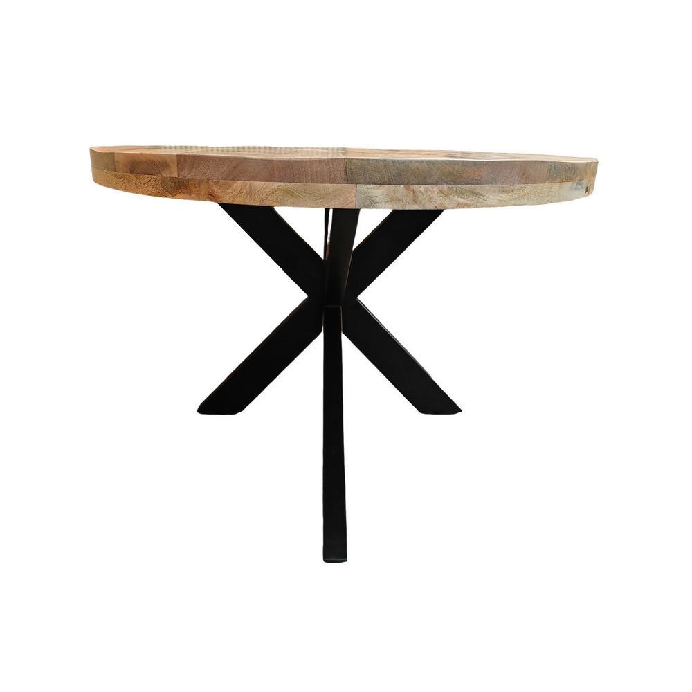 TABLE OVALE EN MANGUIER MASSIF PIED EN METAL BRUTE 240 X 110 X 78 CM - Photo N°3