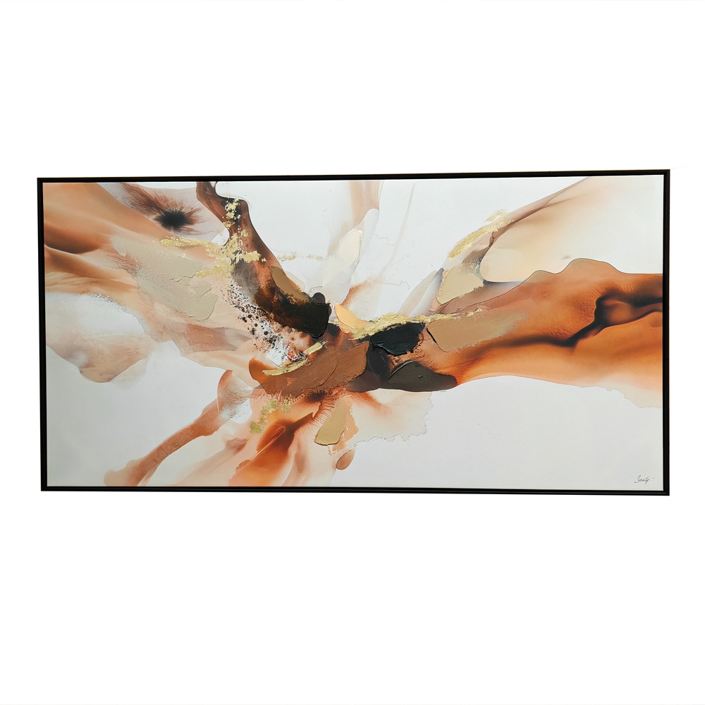 TOILE 70 X 140 CM ABSTRAITE ENCADREMENT NOIR - Photo N°5