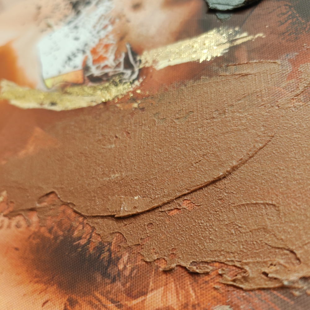 TOILE 70 X 140 CM ABSTRAITE ENCADREMENT NOIR - Photo N°4