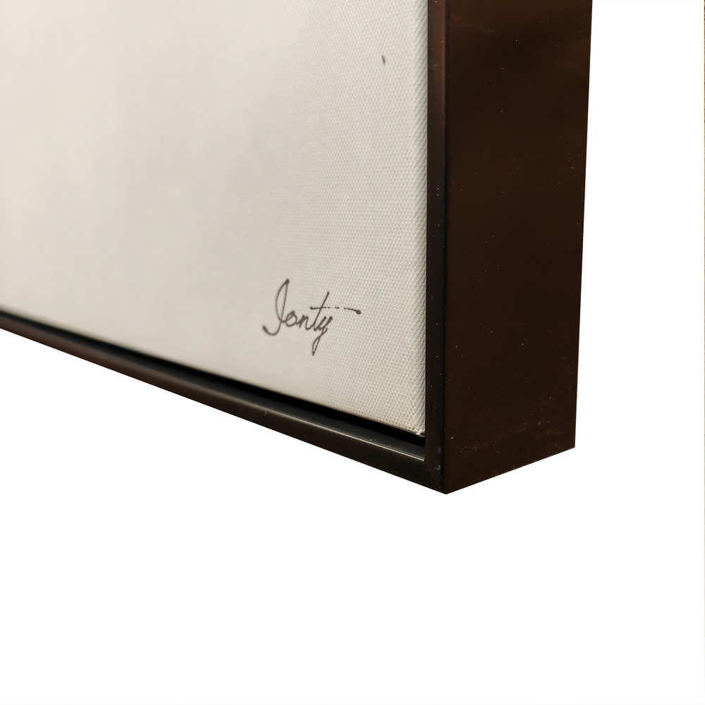 TOILE 70 X 140 CM ABSTRAITE ENCADREMENT NOIR - Photo N°3