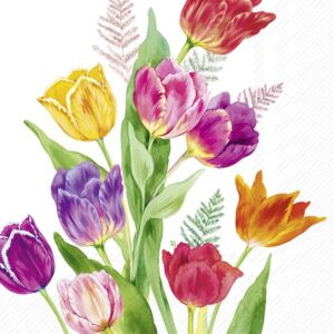 20 SERVIETTES EN PAPIER TULIPES BRILLANTES 33 X 33 CM