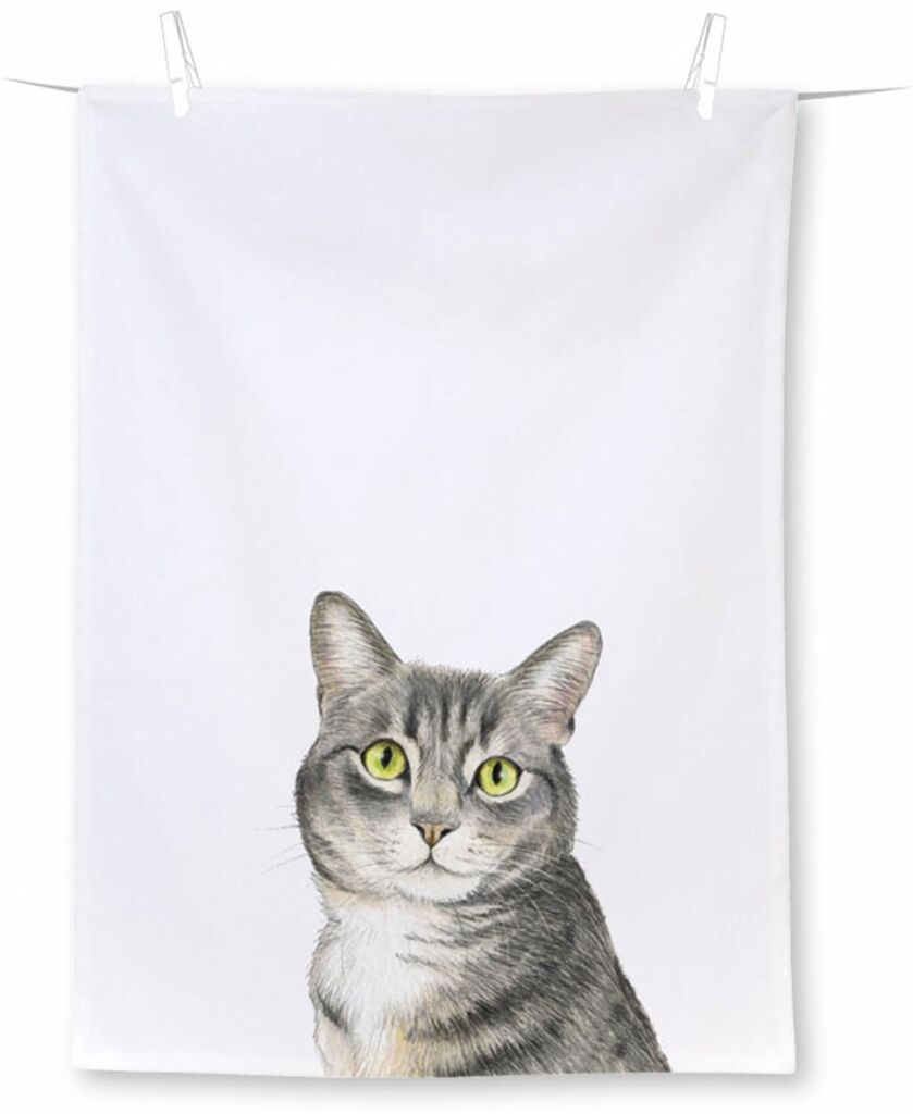 TORCHON DE CUISINE DECOR CHAT 100% COTON 50 X 70 CM - Photo N°1