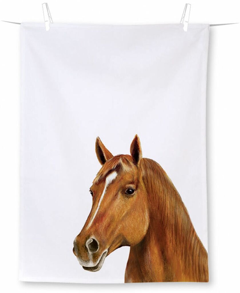 TORCHON DE CUISINE DECOR CHEVAL 100% COTON 50 X 70 CM - Photo N°1