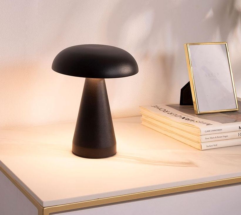 LAMPE PORTABLE METAL NOIR SUR BATTERIE INTER TACTILE 19 X 20 X 19 CM - Photo N°1