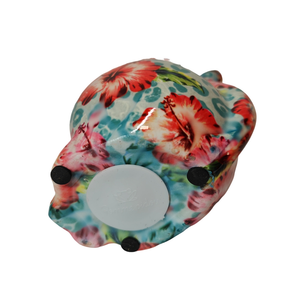 TIRELIRE CHAT CARAMEL POMME PIDOU BLEUE ET HIBISCUS - Photo N°2