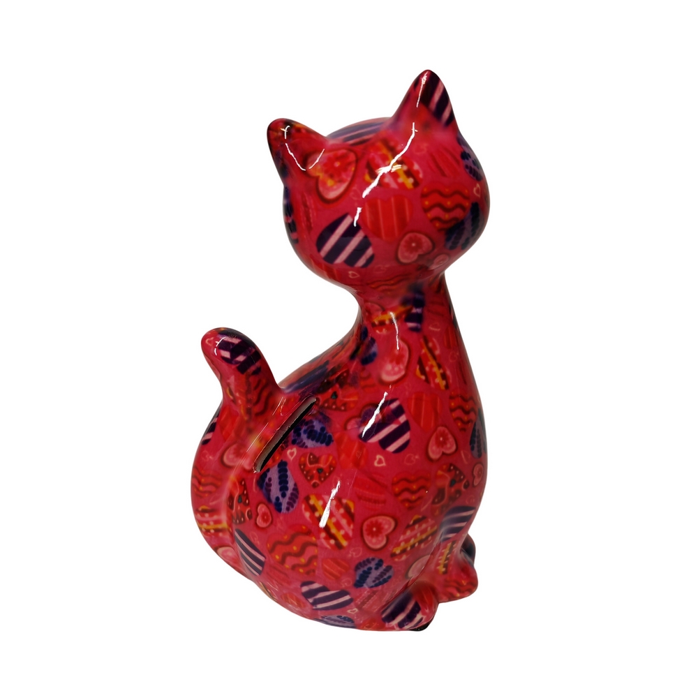 TIRELIRE CHAT CARAMEL POMME PIDOU ROSE ET COEURS - Photo N°3