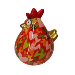 TIRELIRE POULE MATHILDA POMME PIDOU ROUGE ET COEURS