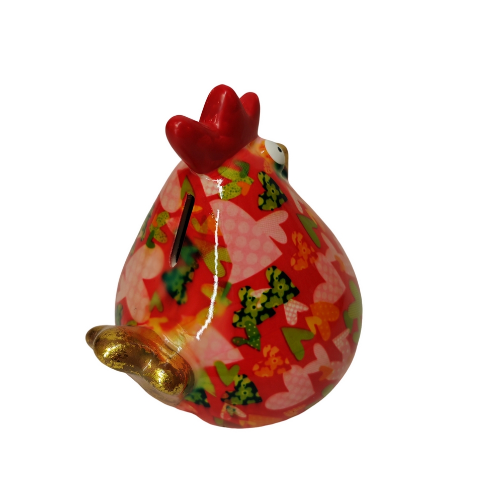 TIRELIRE POULE MATHILDA POMME PIDOU ROUGE ET COEURS - Photo N°3