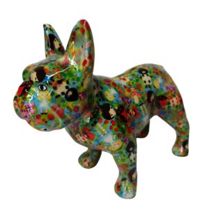 TIRELIRE BULLDOG FRANCAIS POMME PIDOU VERTE ET POUPEES