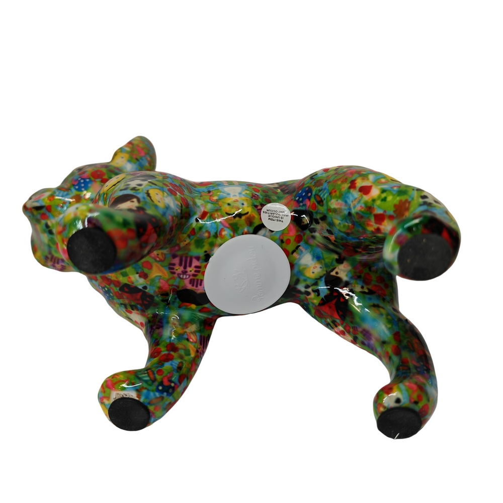 TIRELIRE BULLDOG FRANCAIS POMME PIDOU VERTE ET POUPEES - Photo N°2