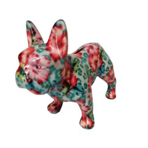 TIRELIRE BULLDOG FRANCAIS POMME PIDOU VERTE HIBISCUS