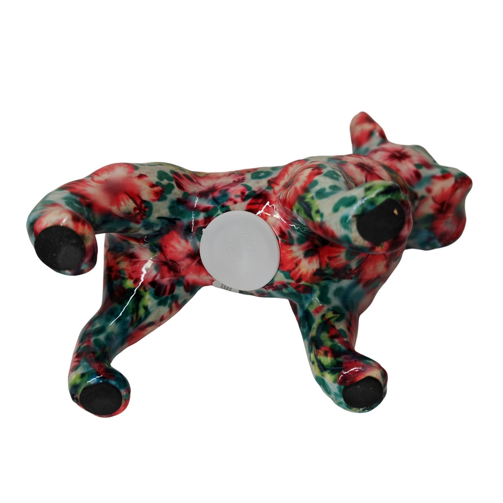 TIRELIRE BULLDOG FRANCAIS POMME PIDOU VERTE HIBISCUS - Photo N°2