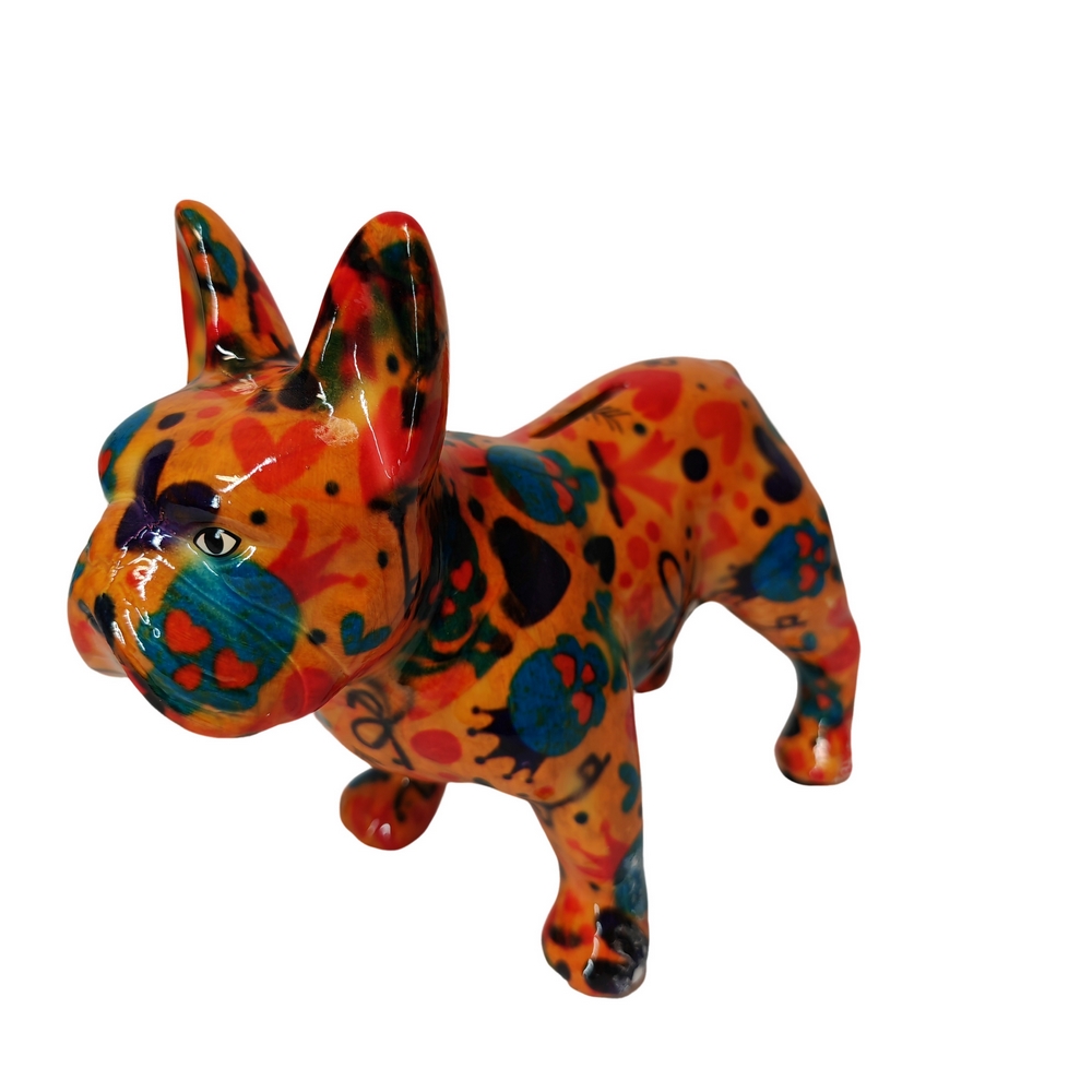 TIRELIRE BULLDOG FRANCAIS POMME PIDOU ORANGE - Photo N°1