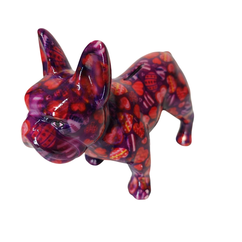 TIRELIRE BULLDOG FRANCAIS POMME PIDOU VIOLETTE - Photo N°1