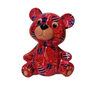 TIRELIRE OURS TOTO POMME PIDOU ROUGE ET COEURS