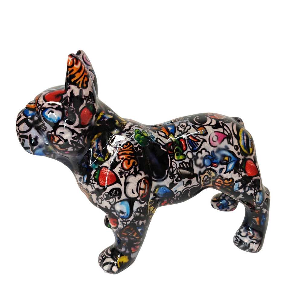 TIRELIRE BULLDOG FRANCAIS POMME PIDOU NOIRE - Photo N°1