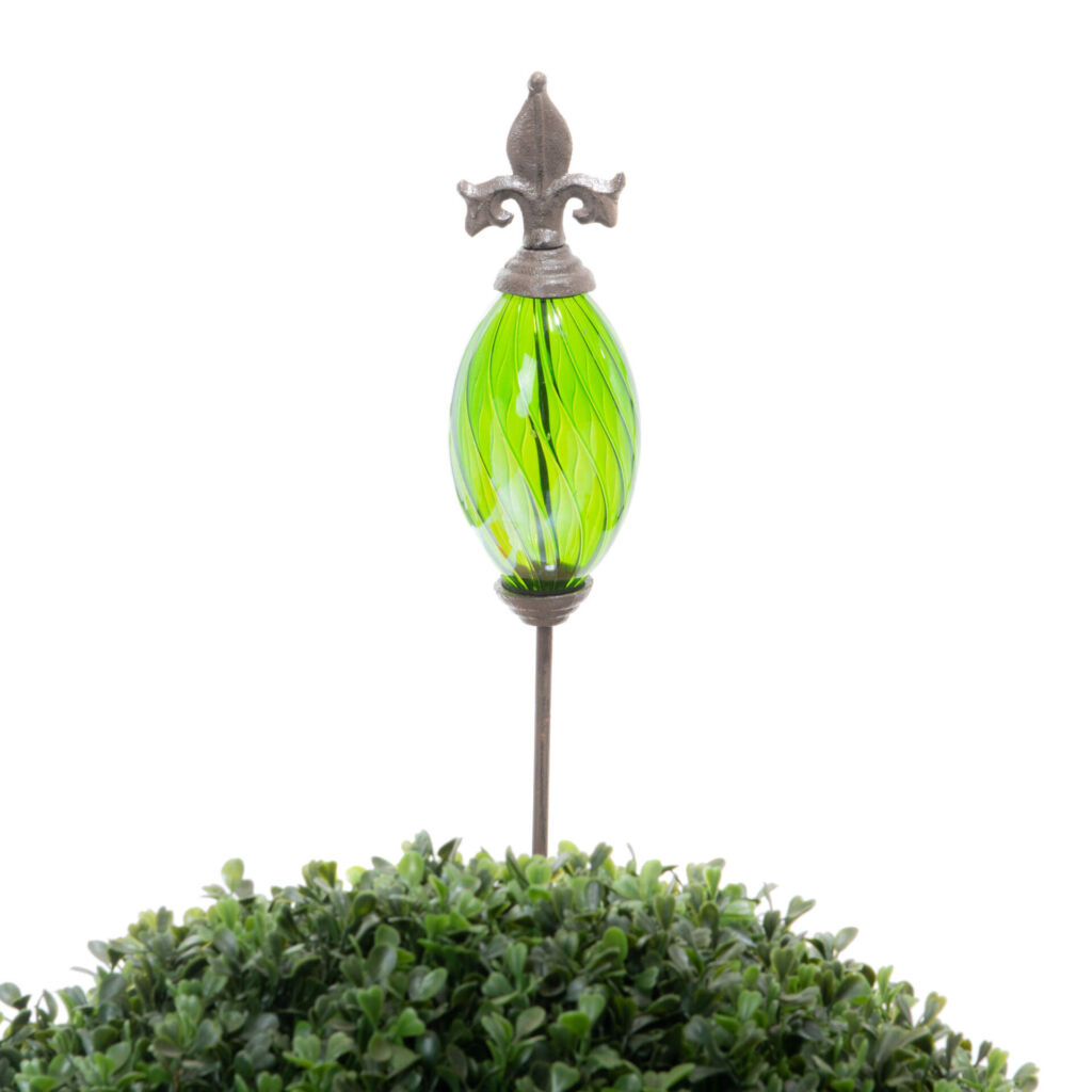 TUTEUR BOULE ROSACE VERTE EN VERRE ET DECOR 10 X 107 CM - Photo N°1