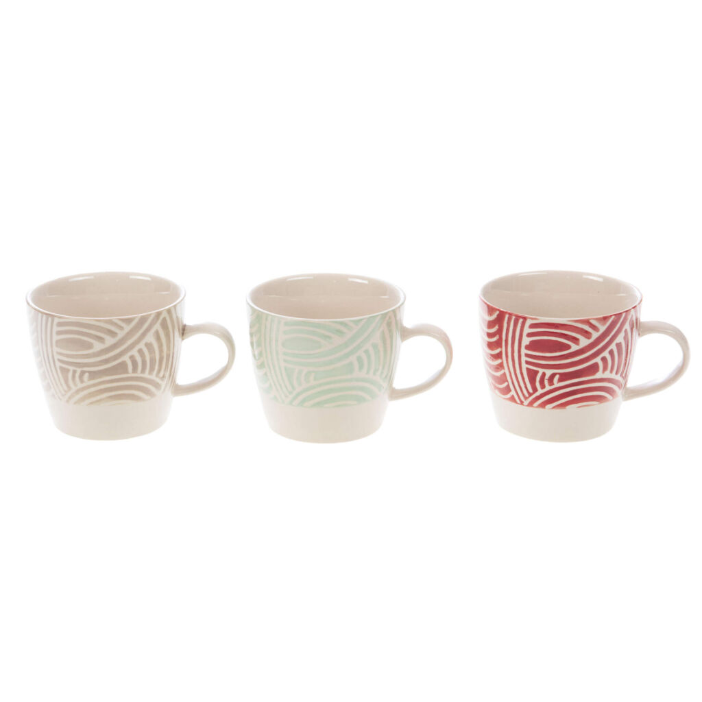 COFFRET SET DE 3 MUG POSITIVE ROUGE VERT TAUPE - Photo N°1