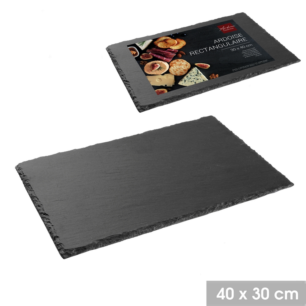 PLATEAU ARDOISE AVEC PATIN ANTIDERAPANTS 30 x 40 cm - Photo N°1