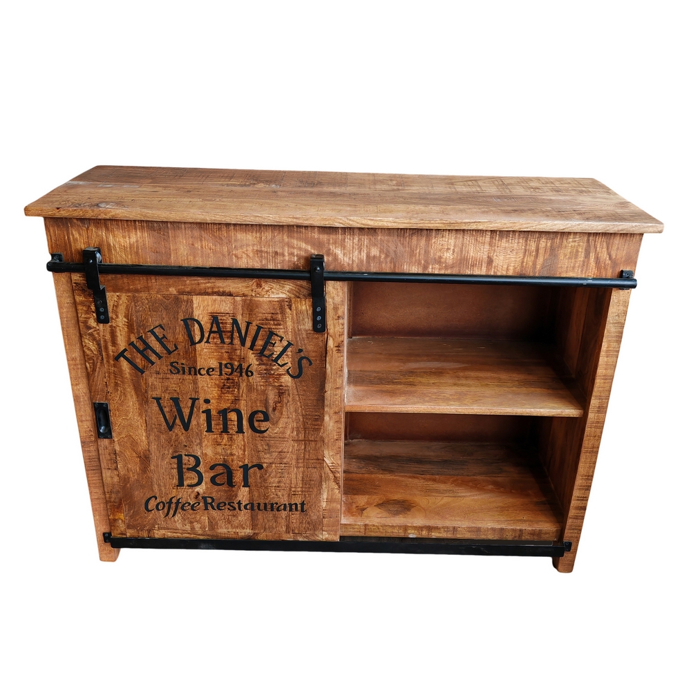 DRESSOIR BAS DUBLIN MANGUIER ET METAL 1 PORTE  4 TIROIRS 116 X 40.5 X 85.5 CM - Photo N°6