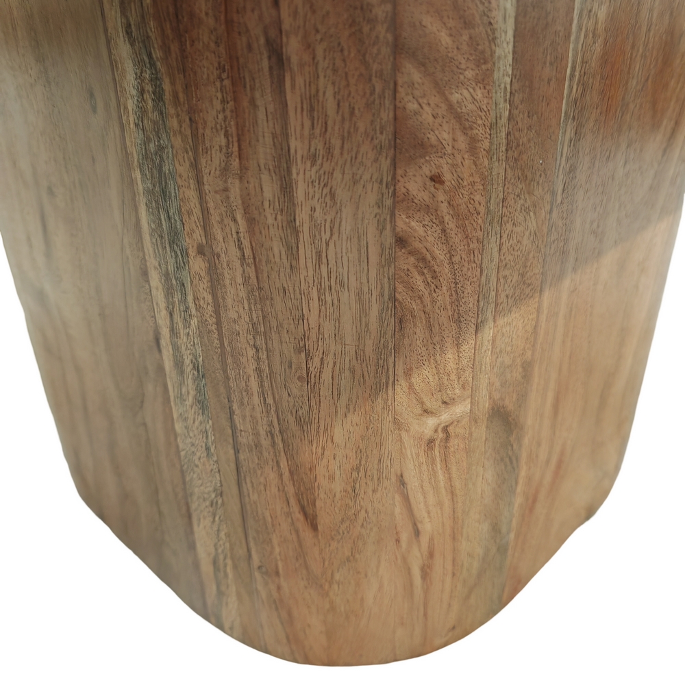 SET 2 TABLES DE SALON MARBRE ET ACACIA 80 X 40 X 80 CM / 60 X 37 X 60 CM - Photo N°3