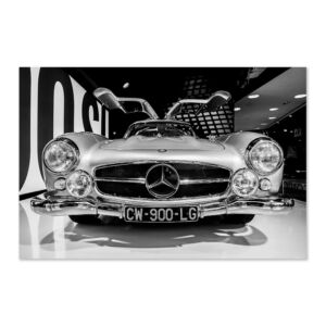 IMAGE IMPRIME SUR VERRE 300 SL MERCEDES BLANCHE 120 X 0.4 X 80 CM