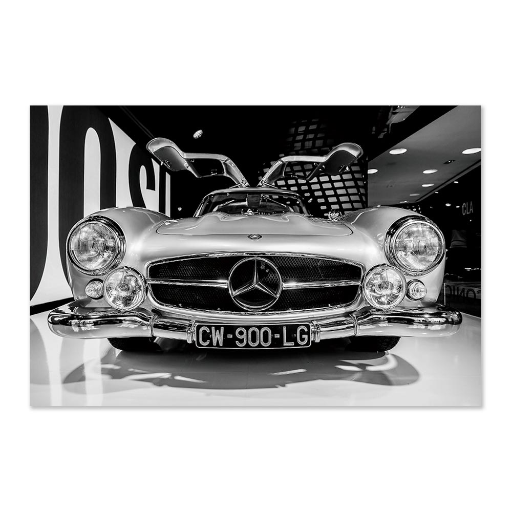 IMAGE IMPRIME SUR VERRE 300 SL MERCEDES BLANCHE 120 X 0.4 X 80 CM - Photo N°1