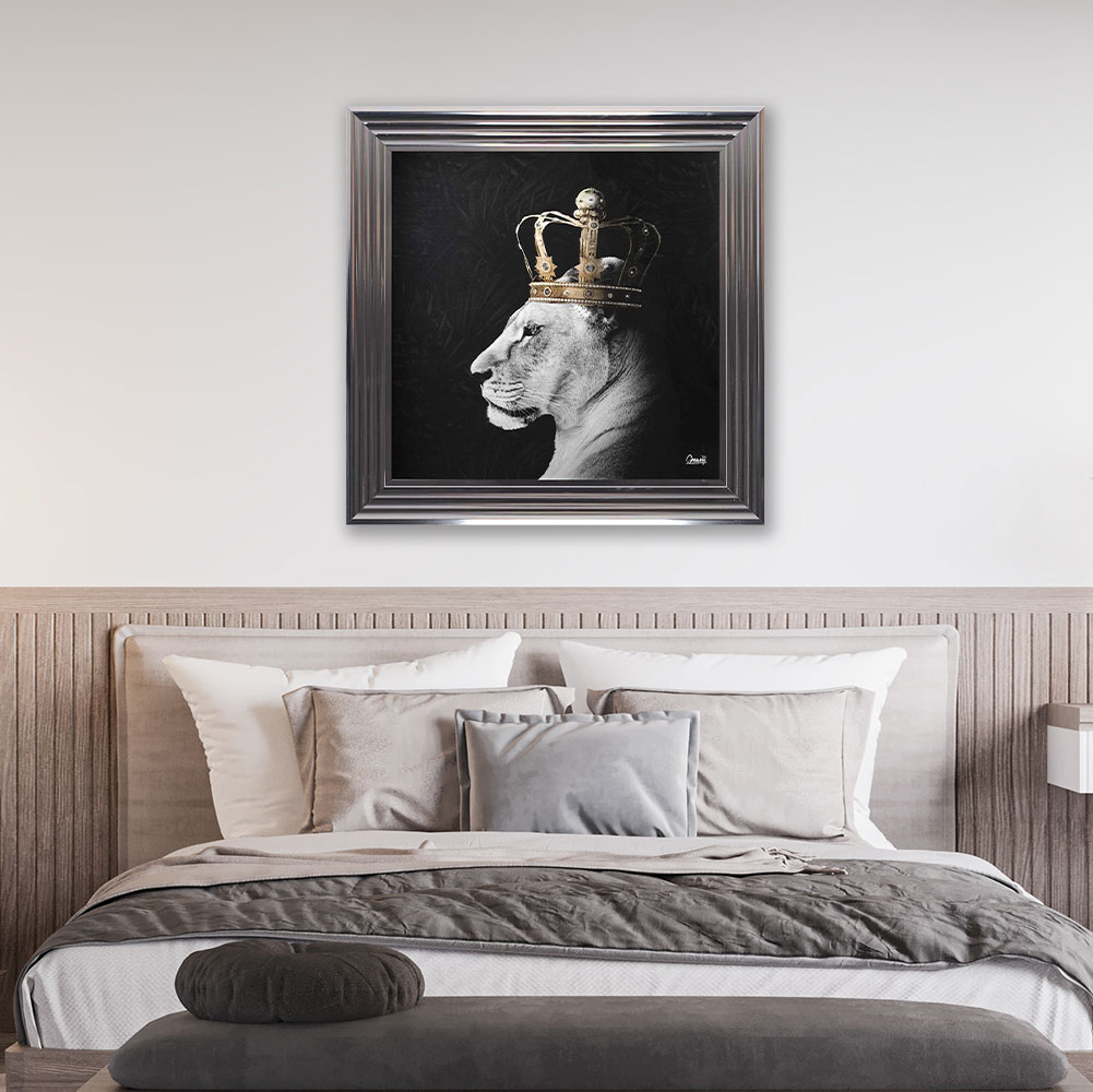 LIONNE ROYALE ENCADRE LIQUID ART ET STRASS 76 X 76 CM - Photo N°5