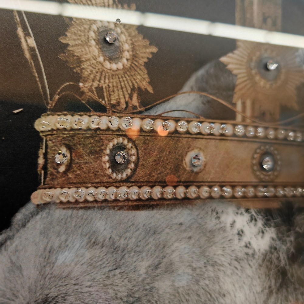 LIONNE ROYALE ENCADRE LIQUID ART ET STRASS 76 X 76 CM - Photo N°3