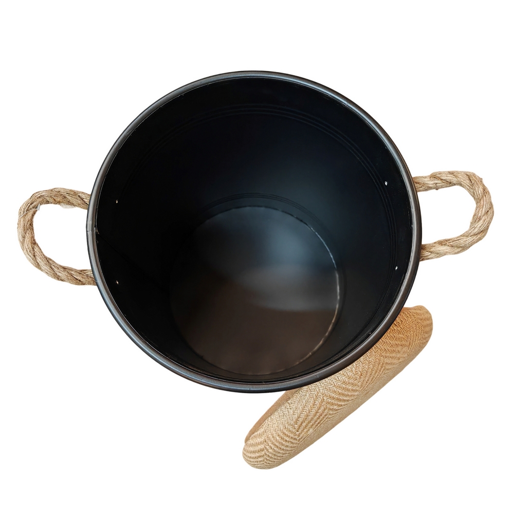 CAISSE BIDON DE RANGEMENT METAL NOIR PARDON POUR LE DESORDRE  34 x 50 x 34 cm - Photo N°2