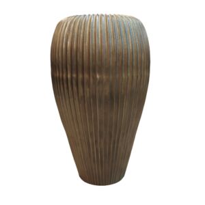 VASE ALUMINIUM COULEUR DORE  38 X 38 X 63 cm