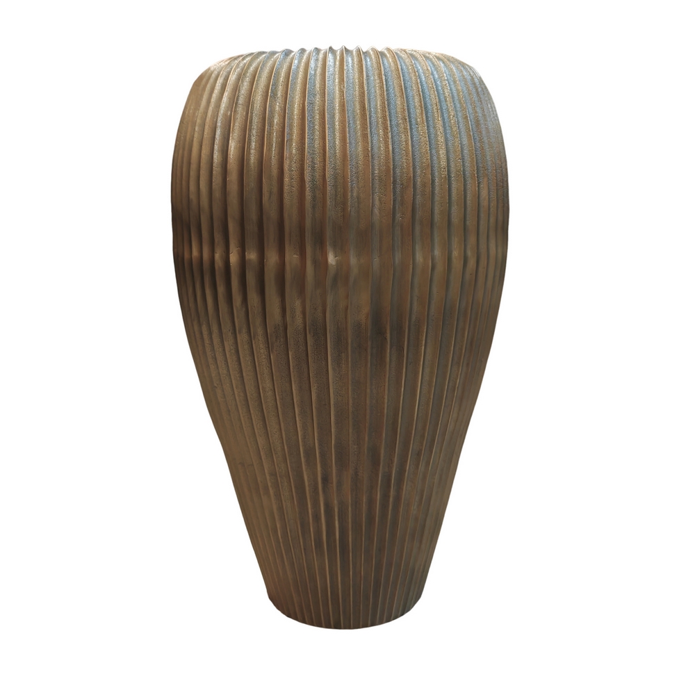 VASE ALUMINIUM COULEUR DORE  38 X 38 X 63 cm - Photo N°1