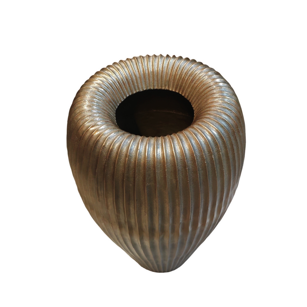 VASE ALUMINIUM COULEUR DORE  38 X 38 X 63 cm - Photo N°2