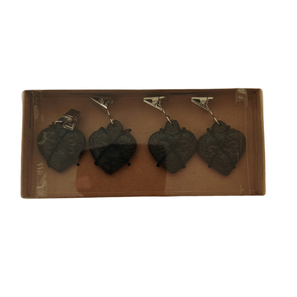 SET DE 4 POIDS DE NAPPE EN FORME DE COEUR REALISE EN FONTE 4.1 X 4.7 X 1.2 CM - Photo N°4