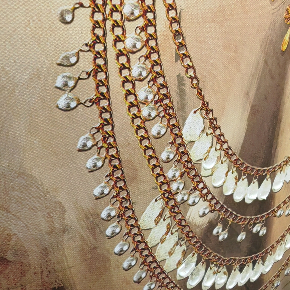 PEINTURE DE FEMME DOS NU TATOUE COIFFE DE FLEURS 80 X 120  CM - Photo N°3