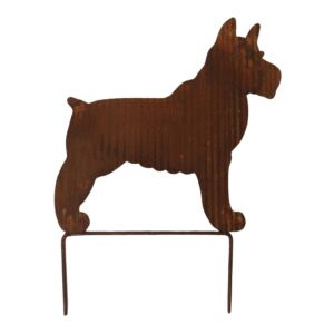 PIQUE DE JARDIN CHIEN YORKSHIRE METAL ROUILLE 31 X 40 CM