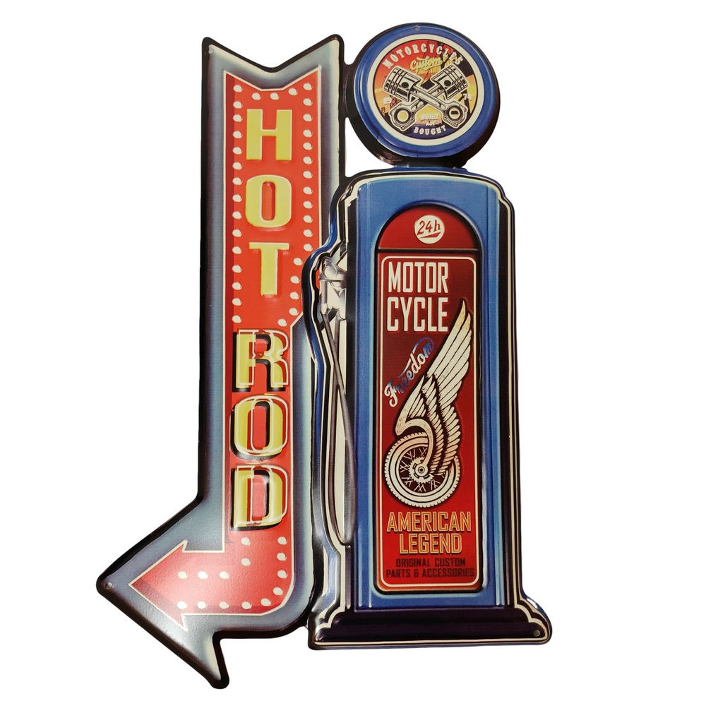 PLAQUE MURALE METAL VINTAGE MOTOR CYCLE HOT ROD DIM  30 X 44 CM - Photo N°1