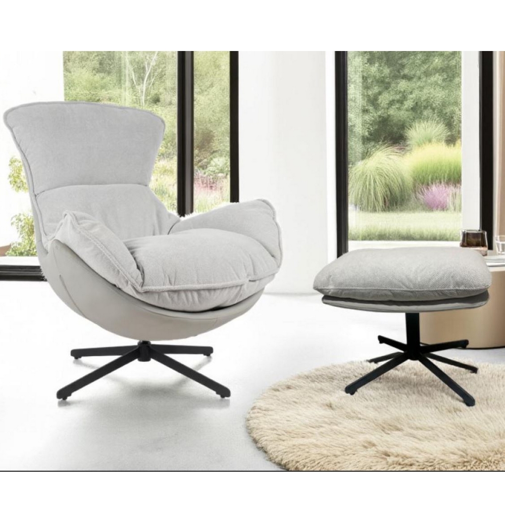 FAUTEUIL LOUNGE LARGE OEUF TISSU GRIS ASSISE GRAND CONFORT 86 X 102 X 98 CM - Photo N°8