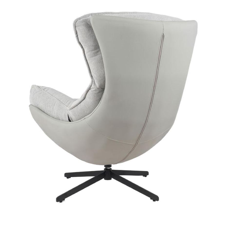 FAUTEUIL LOUNGE LARGE OEUF TISSU GRIS ASSISE GRAND CONFORT 86 X 102 X 98 CM - Photo N°6