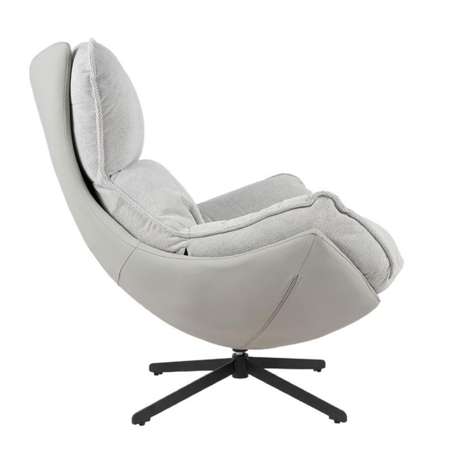 FAUTEUIL LOUNGE LARGE OEUF TISSU GRIS ASSISE GRAND CONFORT 86 X 102 X 98 CM - Photo N°4