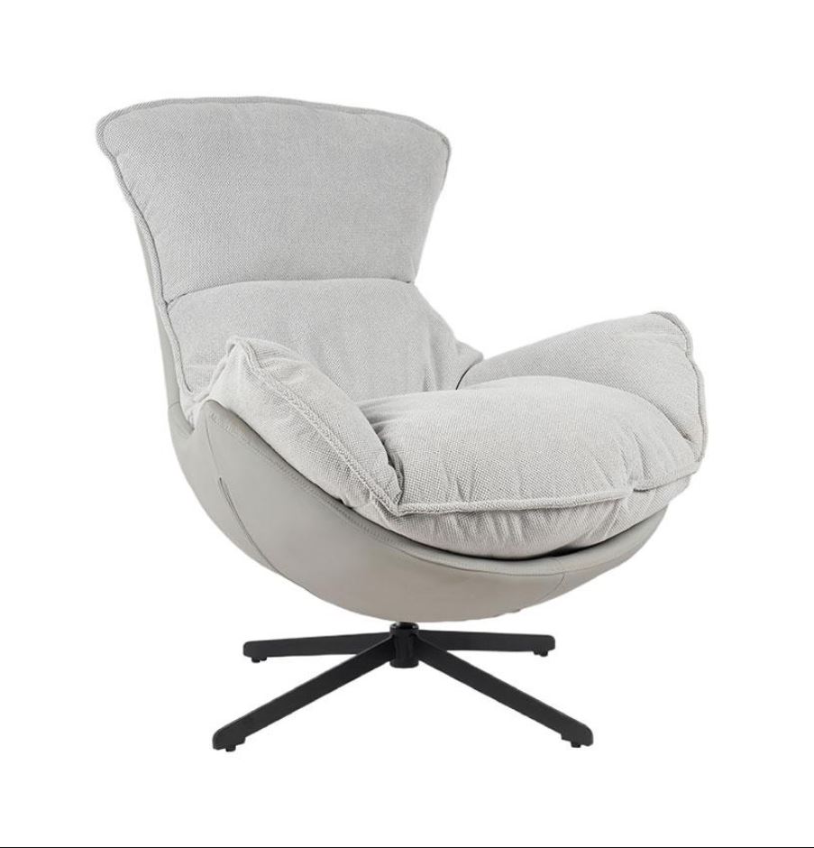 FAUTEUIL LOUNGE LARGE OEUF TISSU GRIS ASSISE GRAND CONFORT 86 X 102 X 98 CM - Photo N°1