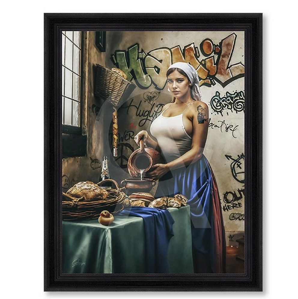 TOILE IMPRESSION A GRANGER LA LAITIERE MILKYGIRL 72 X 92 x 3 CM - Photo N°1