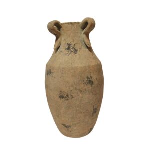 VASE EN TERRE CUITE COULEUR CREME PATINE 21 X 37 X 21 CM