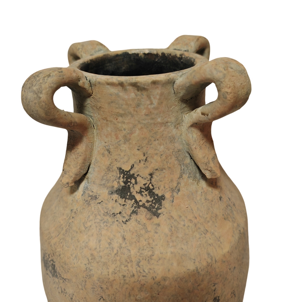 VASE EN TERRE CUITE COULEUR CREME PATINE 21 X 37 X 21 CM - Photo N°3