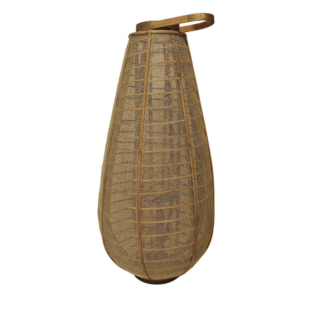 LANTERNE EN BOIS ET LIN ANSE RIGIDE 41 X 83.5 CM - Photo N°2