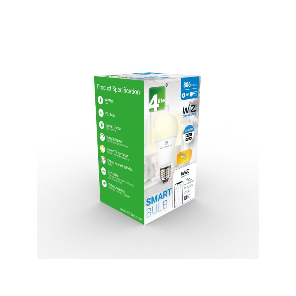 AMPOULE LED WIZ SMART WIFI 9 W - E27 BLANC CHAUD 806 LM - Photo N°3